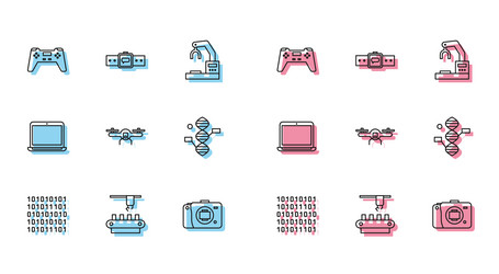 set line binary code factory conveyor system belt vector image