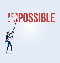 Businessman turning the word impossible vector