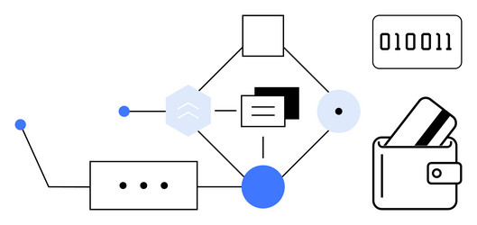 digital wallet and data connectivity representing vector image