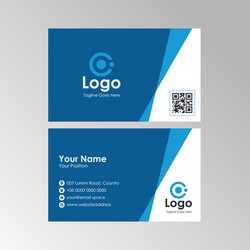 Simple clean business card with blue color design vector