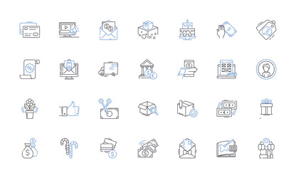 trading center line icons collection exchange vector