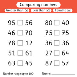 comparing numbers less than greater equal vector image