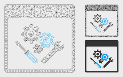 gear tools calendar page mesh carcass model vector image