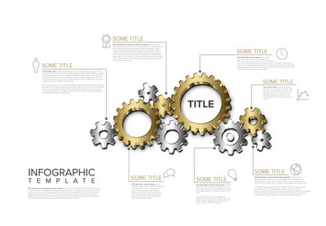 Infographic report template metallic gear wheels vector