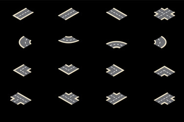 isometric road and intersection elements to create vector image
