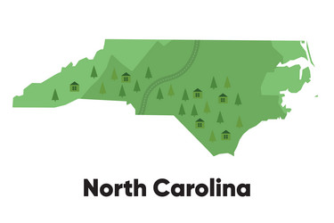 North carolina map shape united states america vector