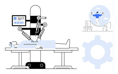 robotic surgery process with ai integration vector image