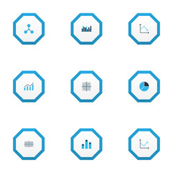 set graphs diagrams and statistics icons vector image
