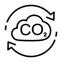 Co2 line icon with arrows carbon dioxide emissions vector