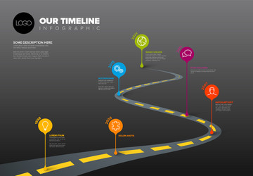 infographic timeline template with pointers vector image