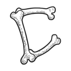 letter c made of bones sketch Vector Image