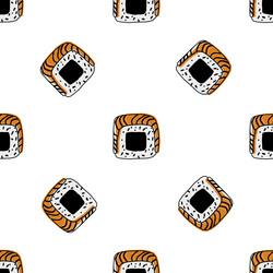 seamless pattern with sushi roll vector image