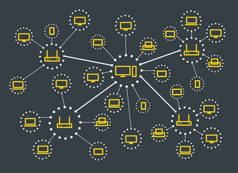 modern web media network scheme lineart design vector image