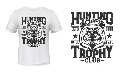 Wild Bear Hunting T-Shirt Mockup Vector Image