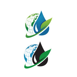 Eco green leaf global globe logo design Royalty Free Vector