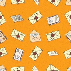 seamless pattern with envelopes and letters vector image
