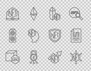 Set line nft digital crypto art blockchain vector