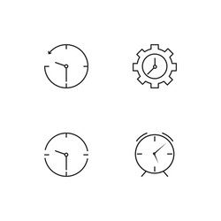time linear icons set simple outline vector image