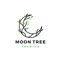 moon tree crescent root leaf logo icon Vector Image