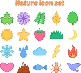 nature icon set with outline flat environmental vector