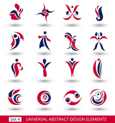 set of different abstract flat red elements vector image