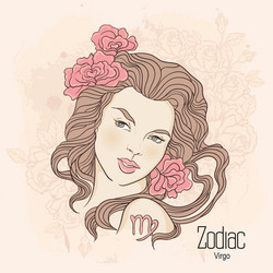 Virgo Girl with Flowers Vector Image