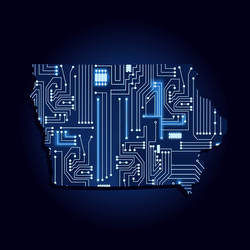 Map iowa with electronic circuit vector