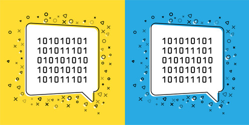set line binary code icon isolated on yellow vector image