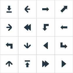 set of 16 simple pointer icons can be found vector image
