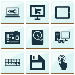computer icons set with software joystick vector image