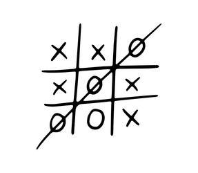 hand drawn tic tac toe game doodle sketch vector