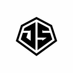 js monogram logo with hexagon shape and line vector image