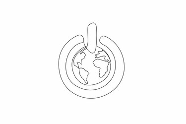 single one line drawing the globe in middle vector image