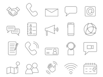 Contact icons set us editable stroke vector