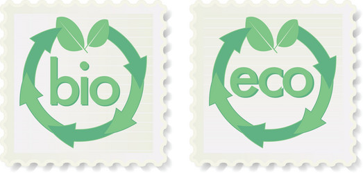 Green eco and bio icons vector