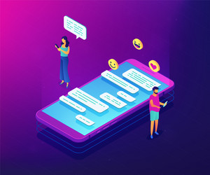 messaging application isometric 3d concept vector