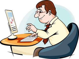 Smiling Man Using Computer vector image
