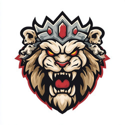 bold lion esports logo design with crown Vector Image