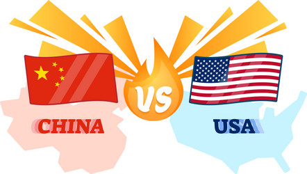 China vs usa conflict flag and map vector