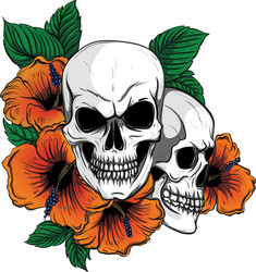 Dia de Muertos Skull with Roses Vector Image