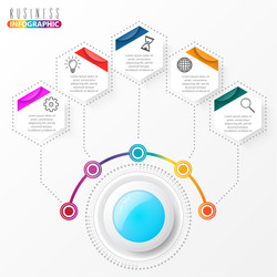 infographic template with 3d paper label vector