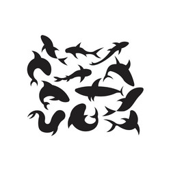 set with silhouettes of a whale Vector Image