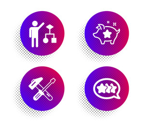 algorithm hammer tool and loyalty points icons vector image