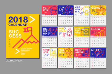 Calendar template for 2018 year design layout vector