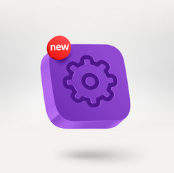 gear button with new label mobile application vector