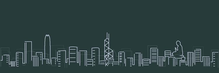 hong kong simple lines skyline on dark background vector image