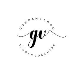 Initial gv handwriting logo with circle template Vector Image