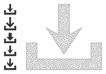 polygonal net downloads icon with simple symbols vector image