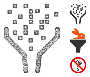 data processing funnel polygonal web mesh vector image