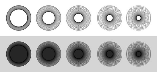 editable stroke fractal circles pattern collection vector image